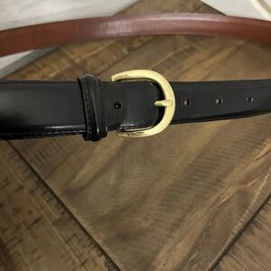 COACH Men's dress belt 42 black leather COWHIDE handcrafted 3921‎
